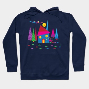 Little House in the Woods Kandinsky Style Illustration Hoodie